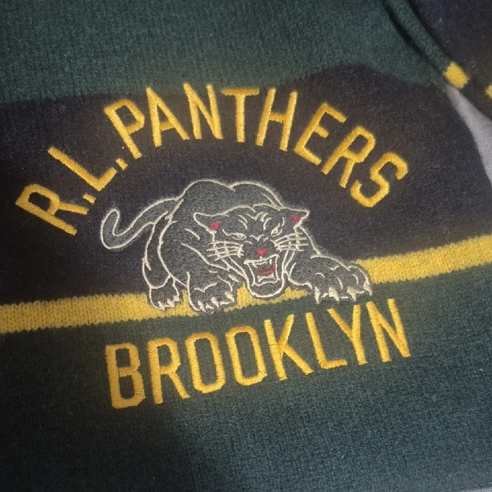 Ralph Lauren Green and Navy Scarf with Yellow Details